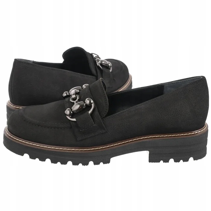 Boty Mokasíny Polobotky Kožené Dámské Ryłko Černé E2R17_D