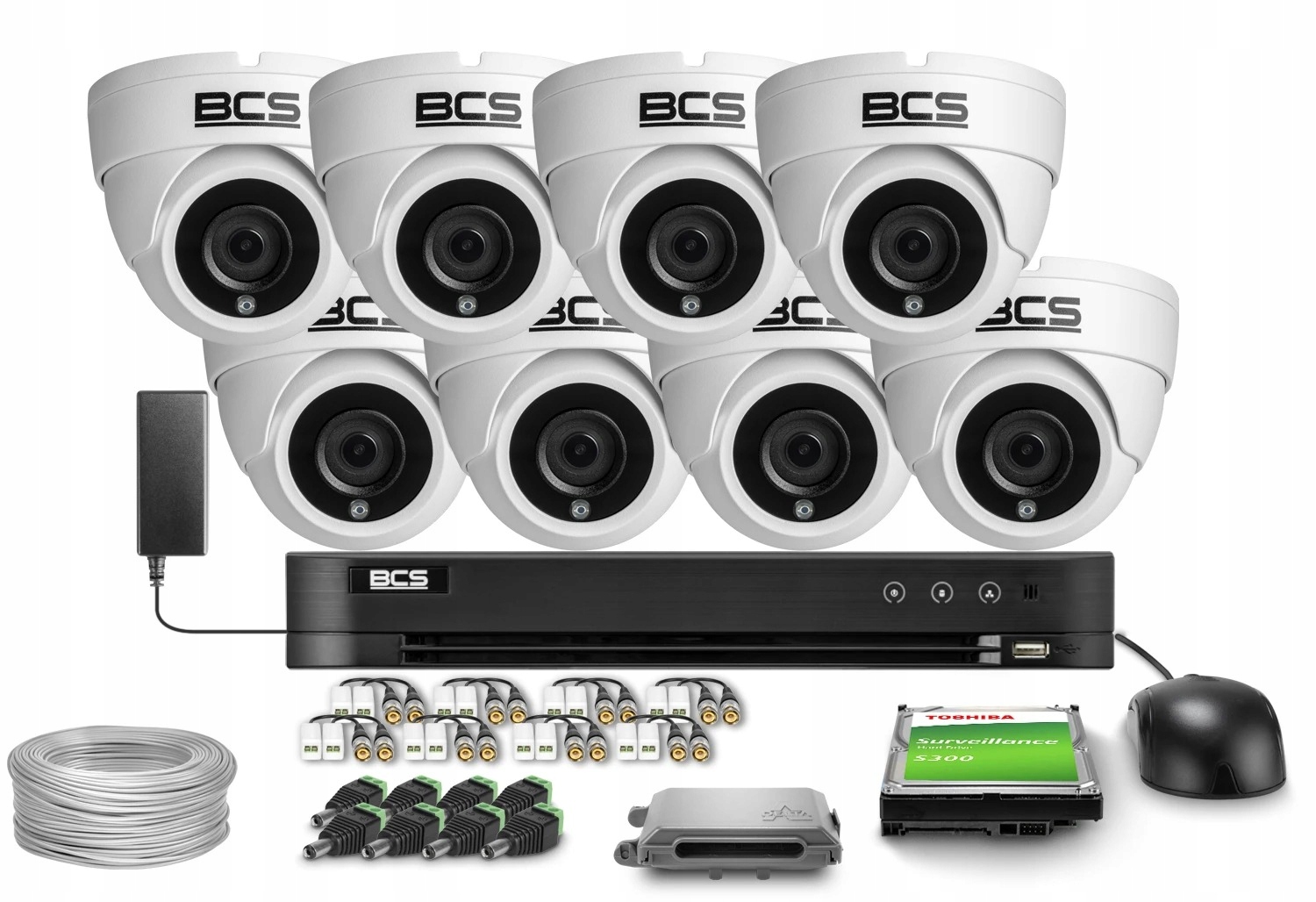 Zestaw monitoringu dom firma kamery Ip 8x BCS-EA15FR3(H2) 5MPx Ir 30m