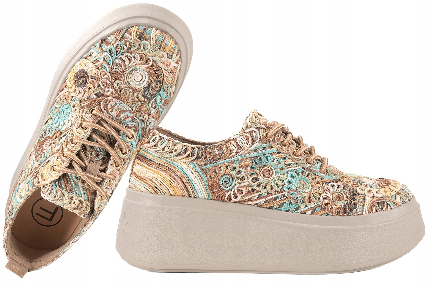 Filippo DP7799 Ażurowe Tekstylne Półbuty Damskie Sneakersy Na Platformie 38