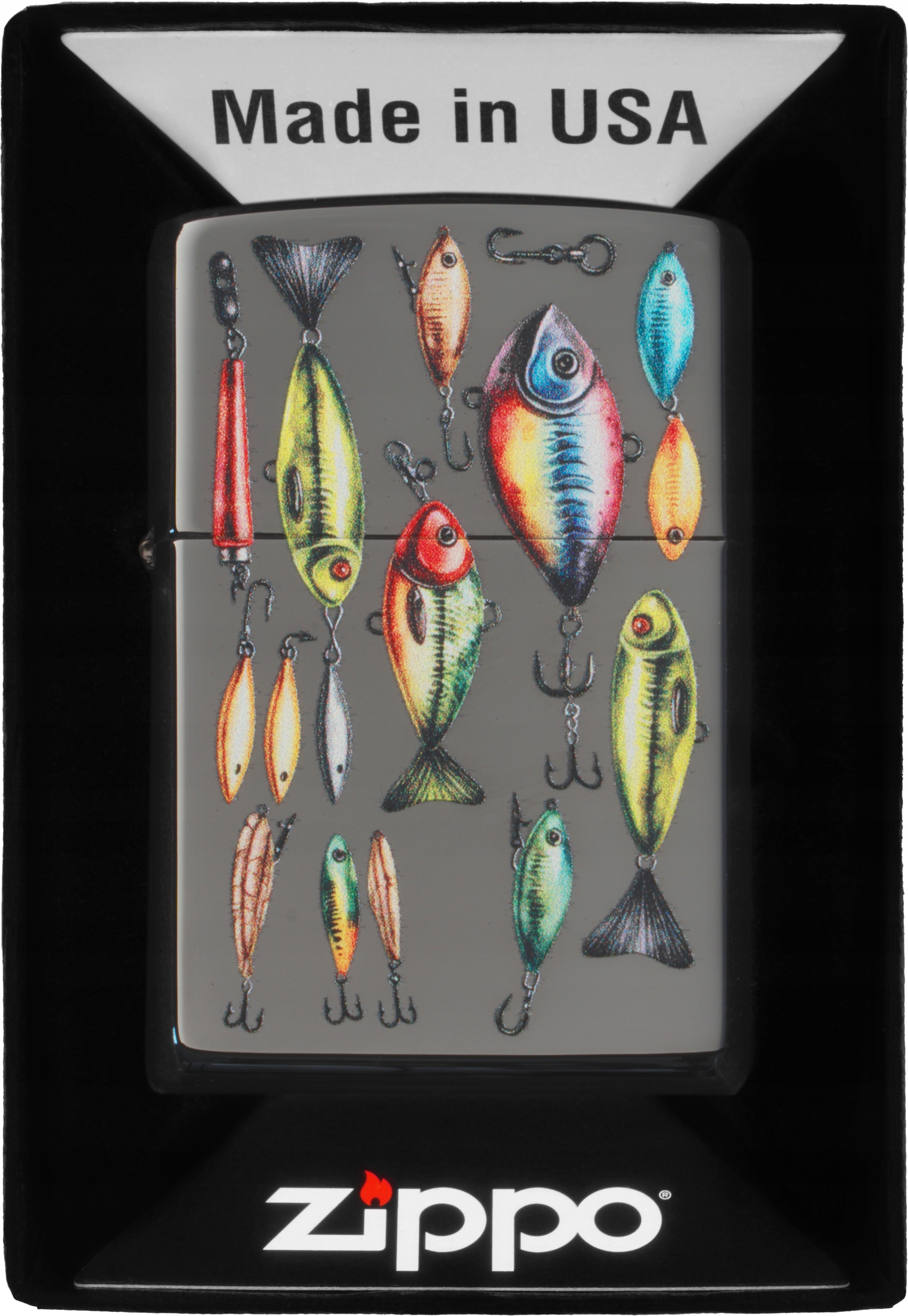 Zapalovač Zippo Fisching Hooks Design 60007236 Větruodolný benzínový