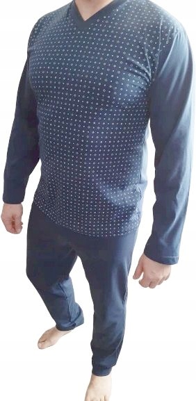 

Piżama Męska 3XL 4XL 5XL Szary Granat Nieb Bawełna