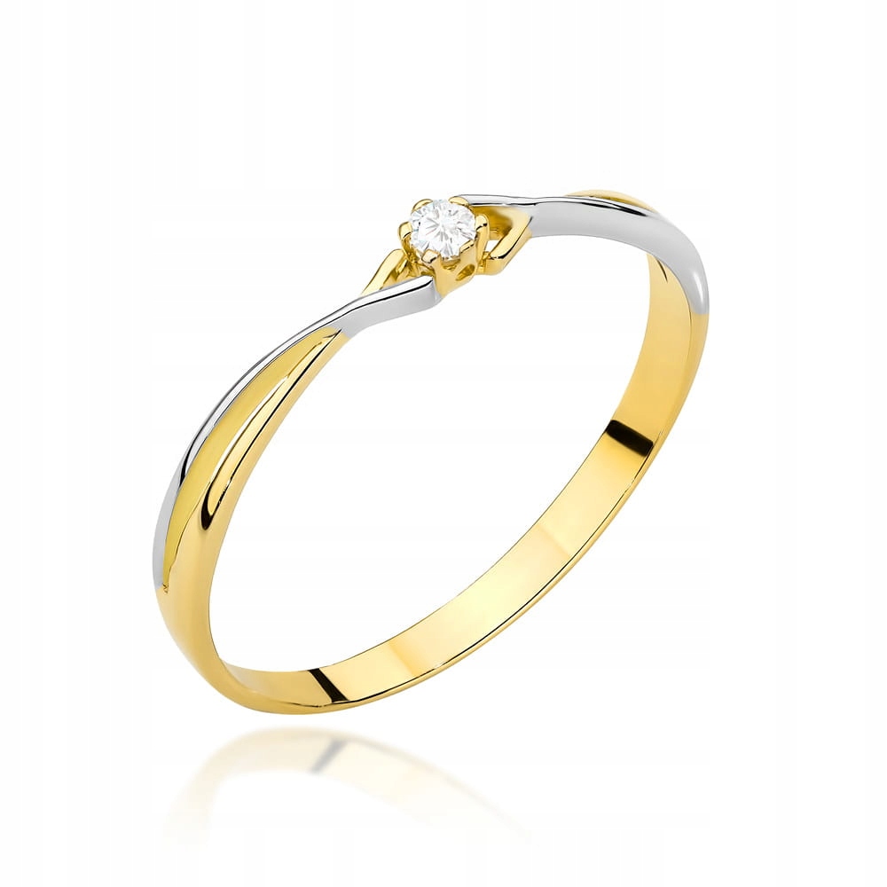 Zlatý prstýnek 585, dvě barvy zlata 16r s zirkony 1,19g bílé zlato