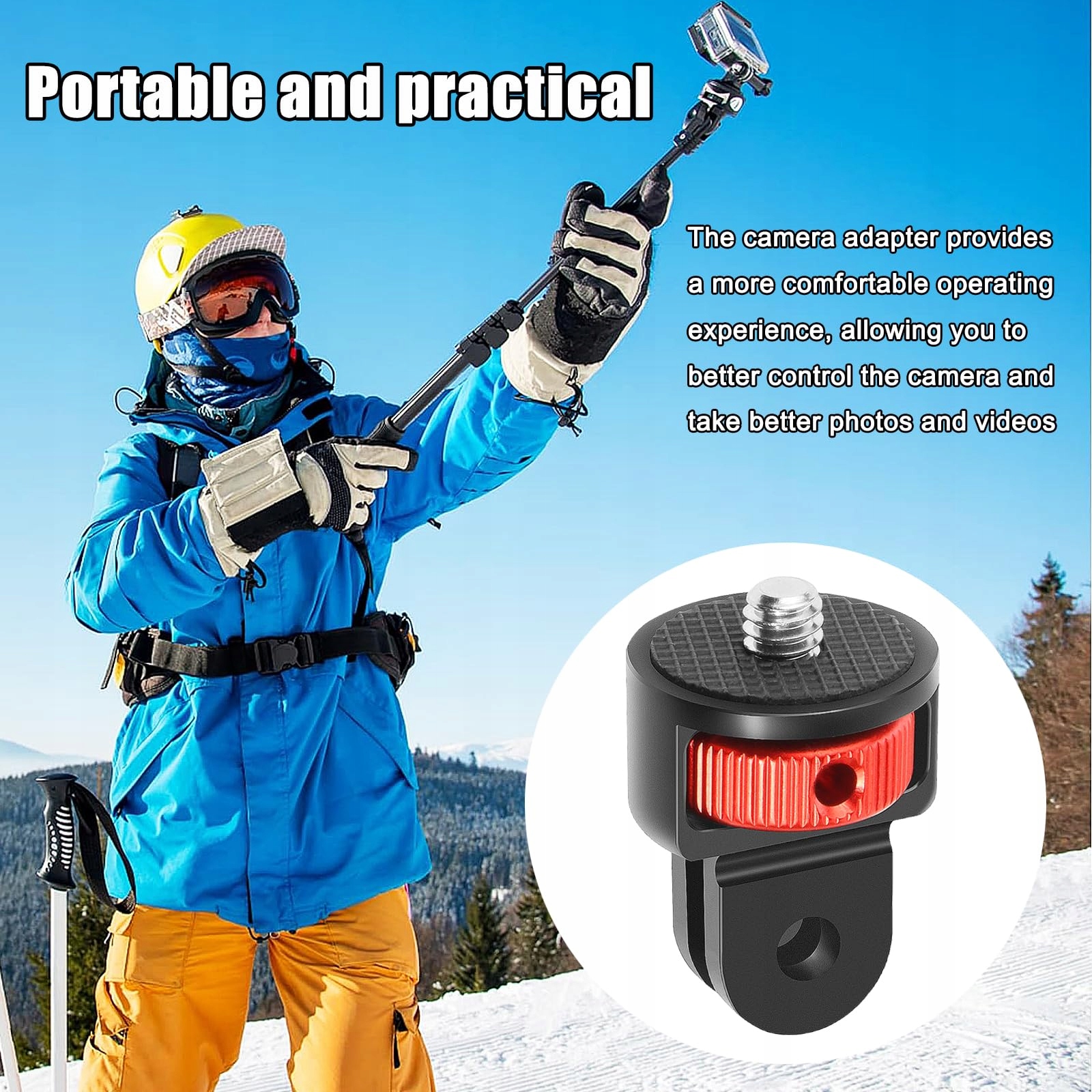 BEGPOEE Adapter Do Statywu 360° 2 Sztuki Do Kamer GoPro Sjcam Action — miniatura 6