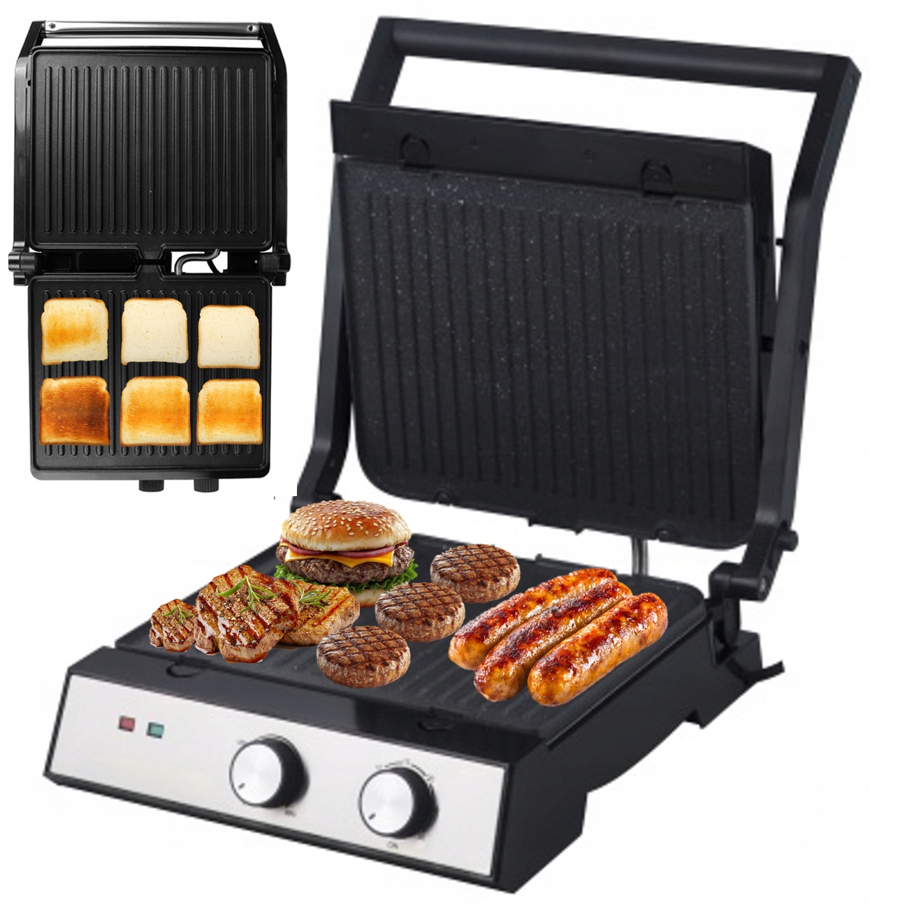 Elektrický Rozkládací Gril Toustovač Pro Sendviče Panini Timer 2500 W