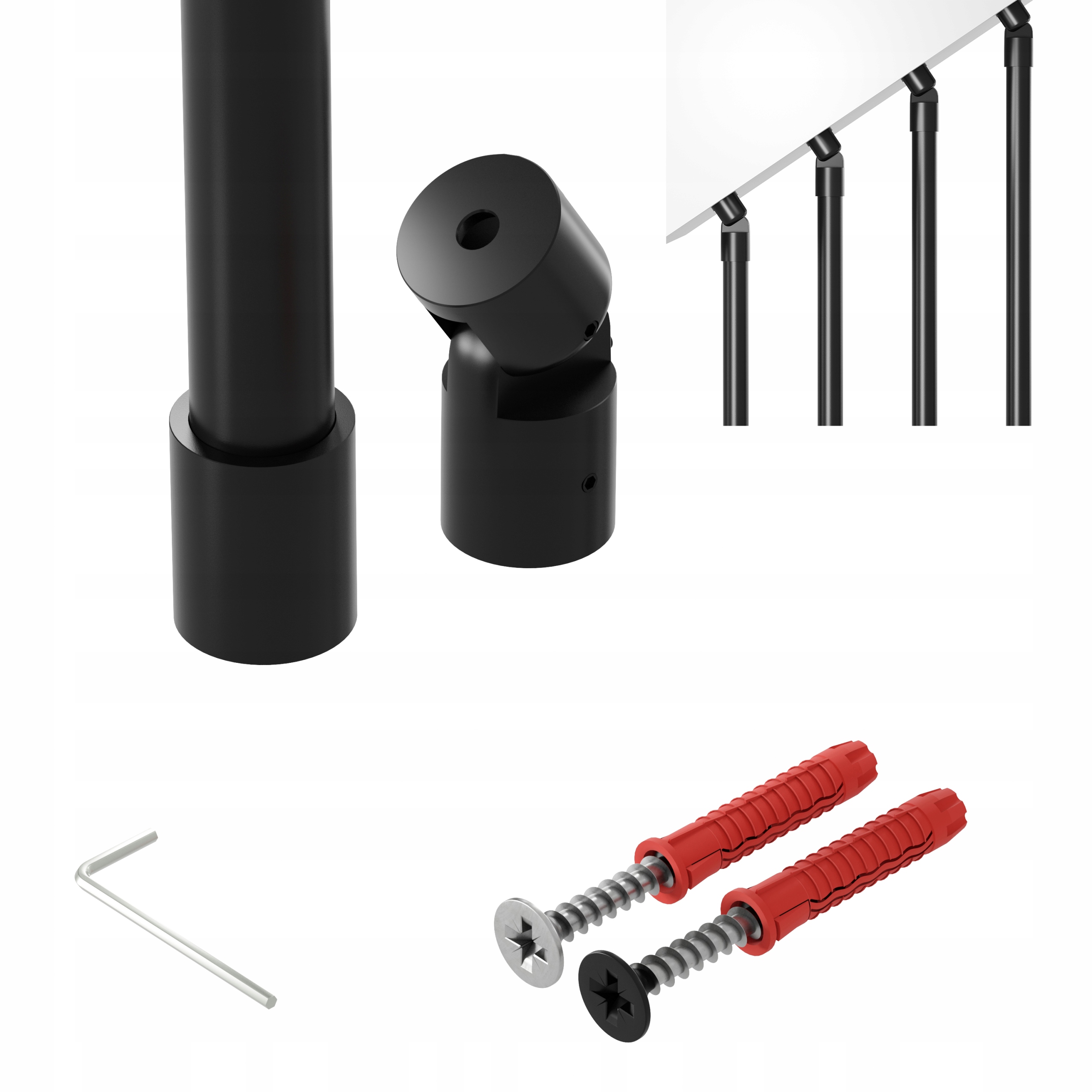 Zábradlí na schody harfa šikmá nastavitelná černá 295 cm fi 25 mm Nebo