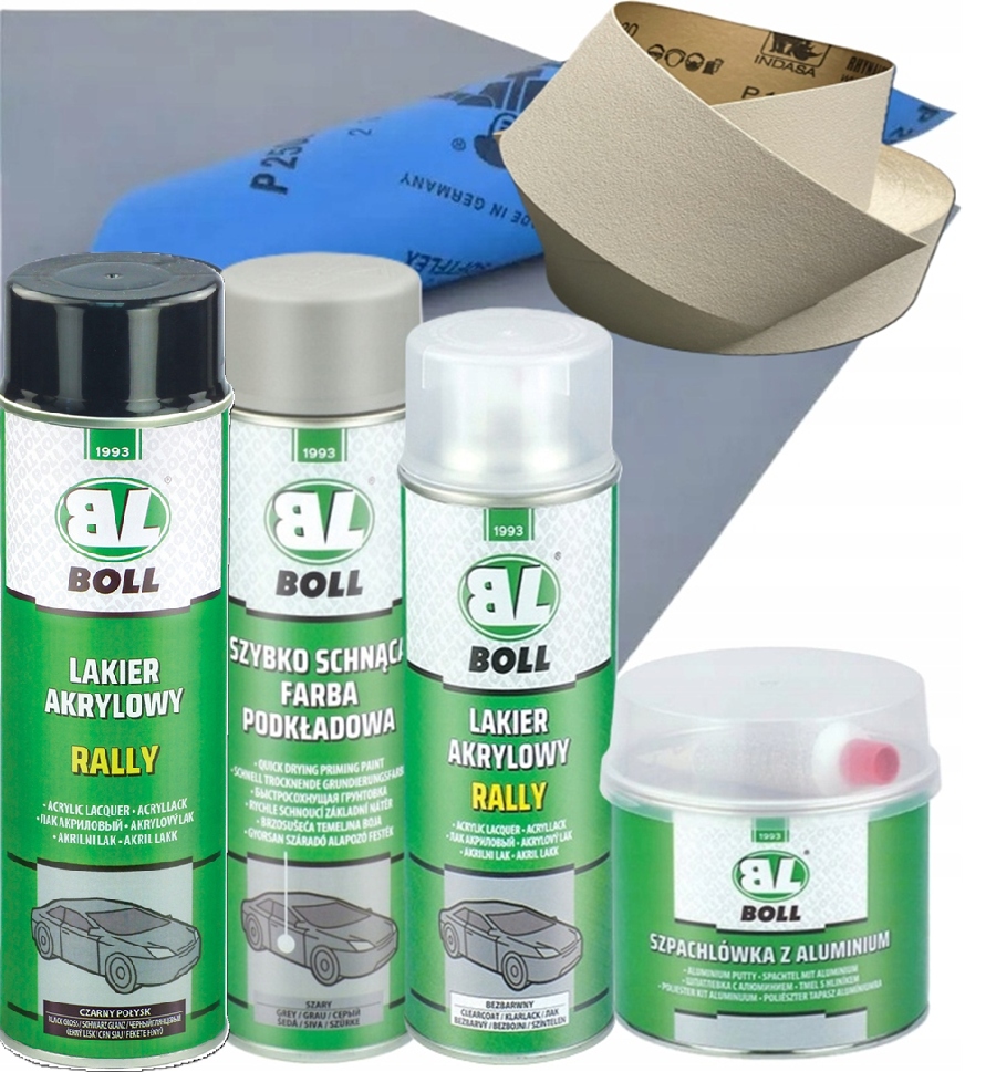 Boll zestaw do malowania regeneracji felg czarny połysk+ szpachla alu 250g