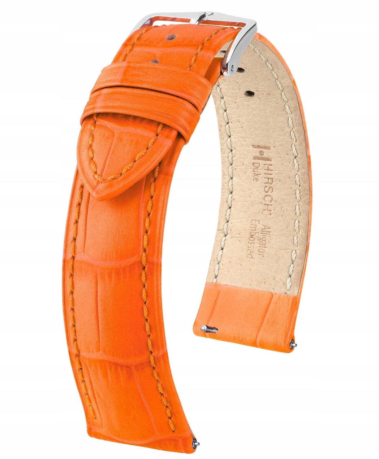 Oranžový Kožený Řemínek Pro Dámské Hodinky Hirsch Duke M 16 mm Krokodýl