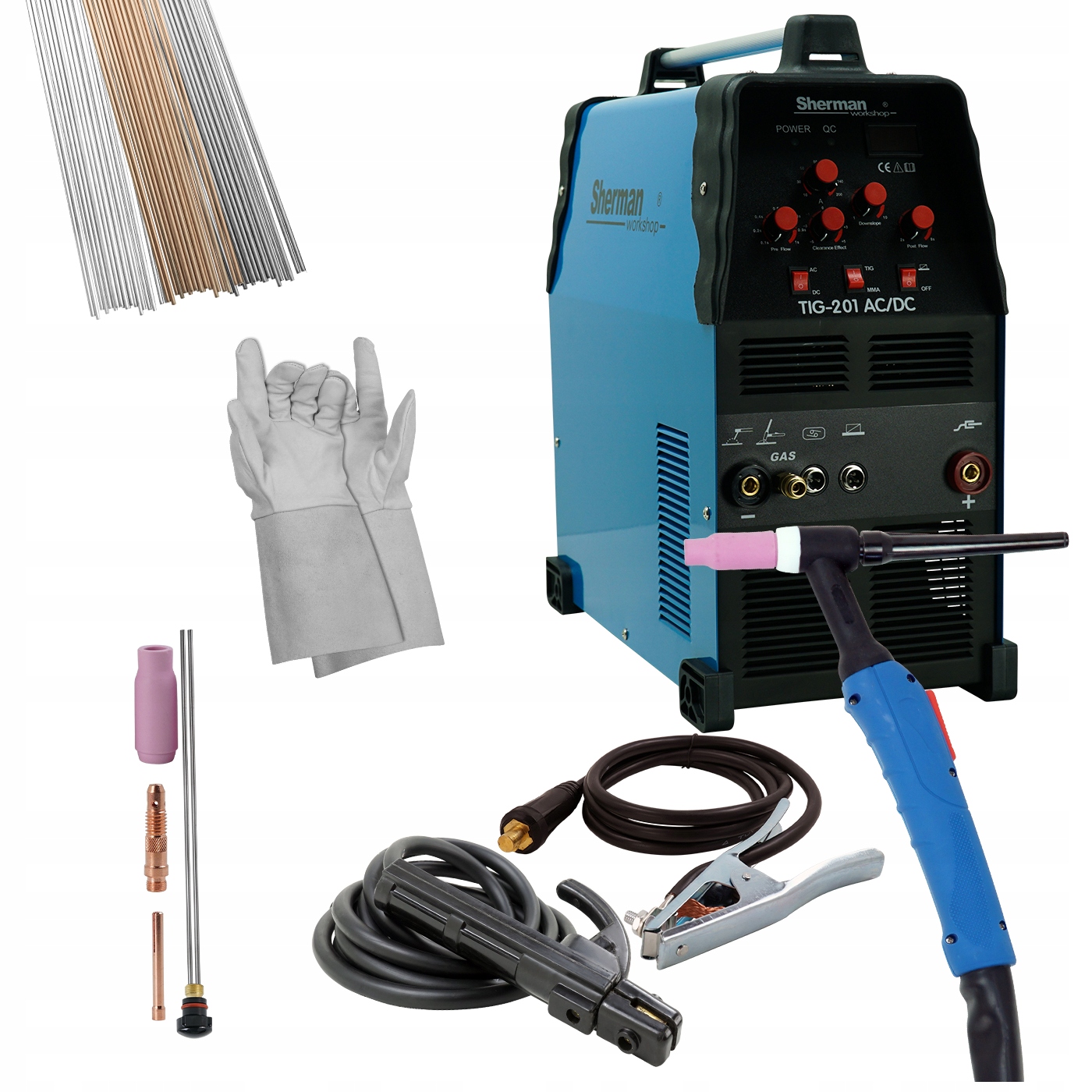 Spawarka TIG do aluminium Sherman AC/DC 201 ZESTAW
