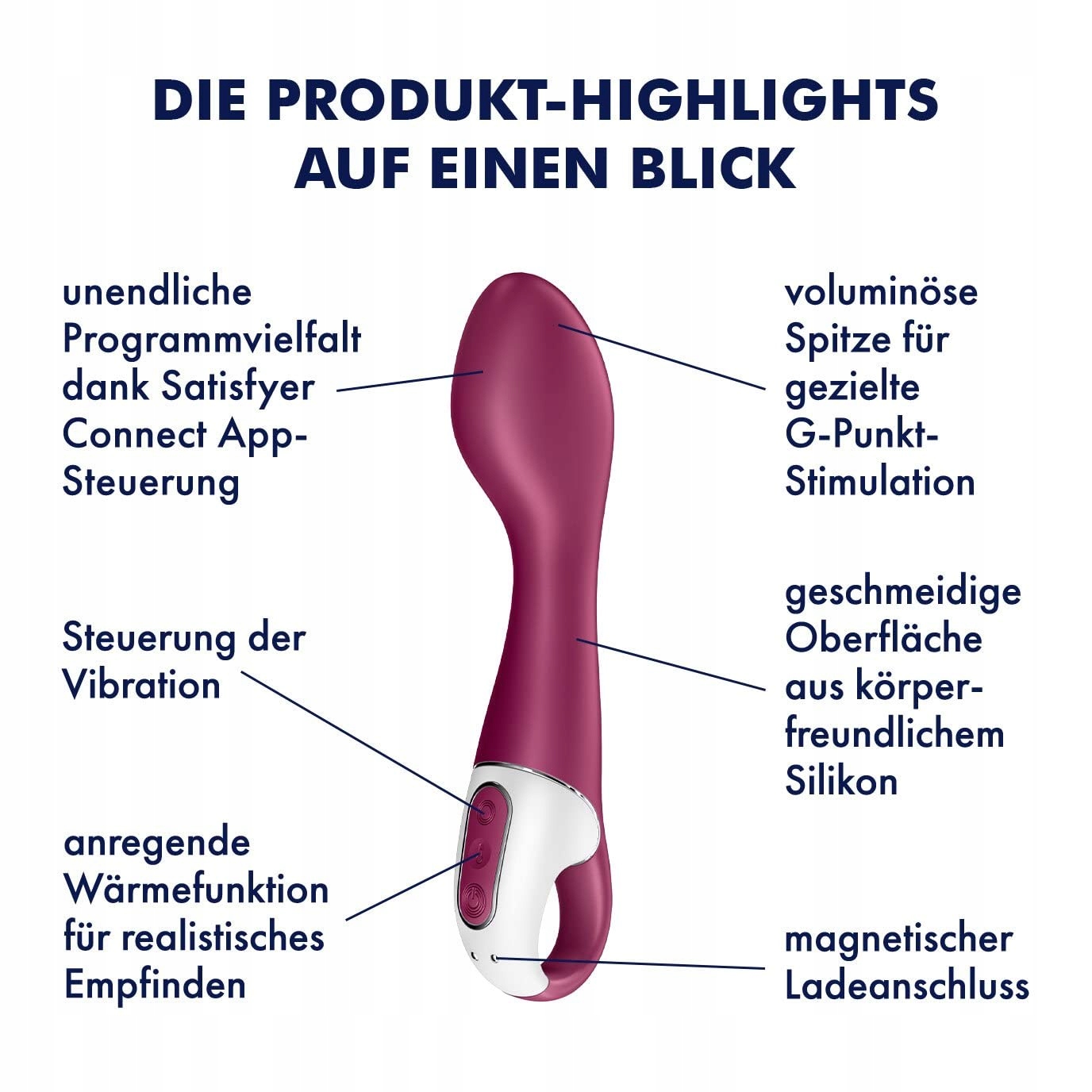 Satisfyer G-Spot Bluetooth 225cm Silicone Heat Function App — miniatura 3