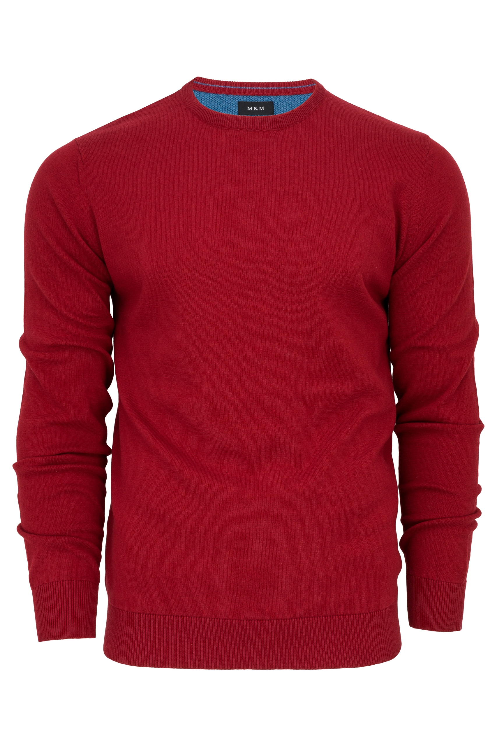 Pánský svetr R-neck kulatý M&M bordový Premium Cotton Bavlna 100% vel