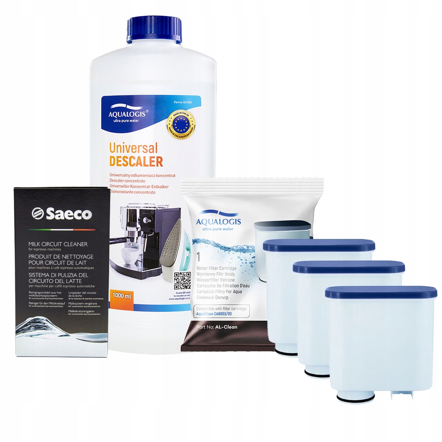 3x Filtr do kávovaru Saeco AL-Clean Odvápňovač 1 l Prášek