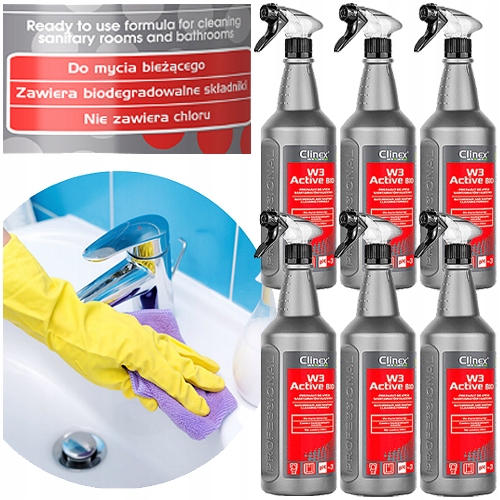 Levně Clinex W3 Active Bio 1L Přípravek Na Mytí Koupelen A Sanitárních Zařízení 6 ks
