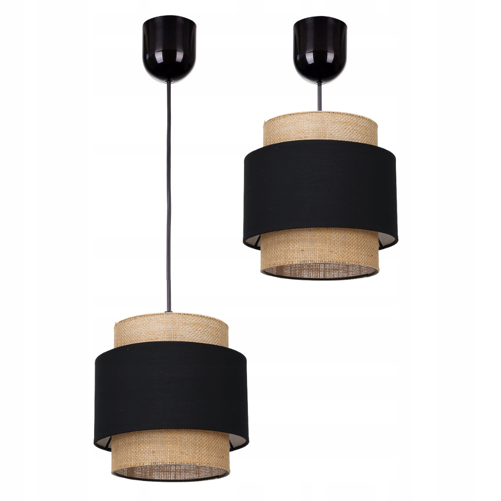 

Lampa Wisząca Sufitowa Juta Czarna Jutowa Warstwy
