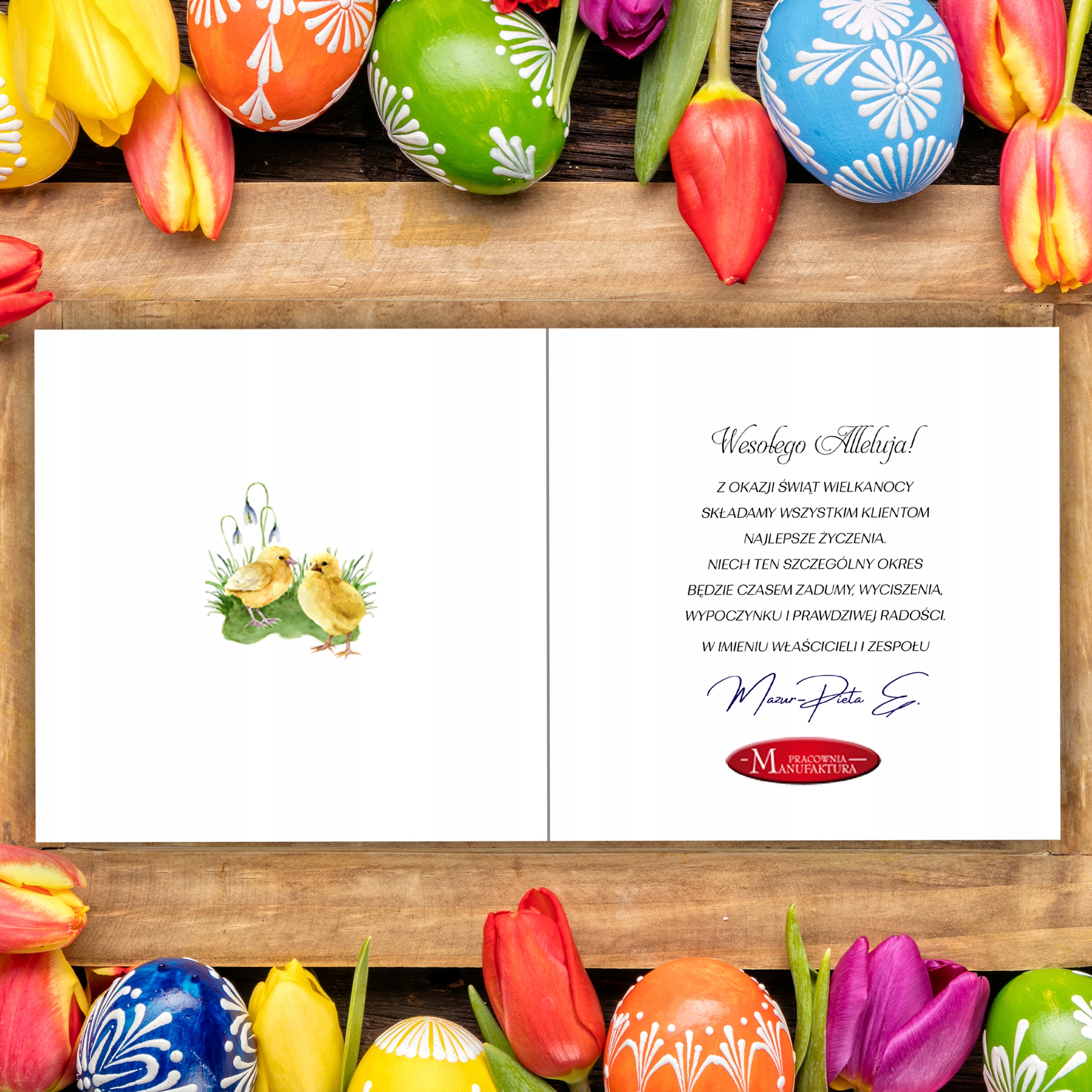 KARTKI świąteczne BIZNESOWE firmowe LOGO WIELKANOC Wysokość produktu 14 cm