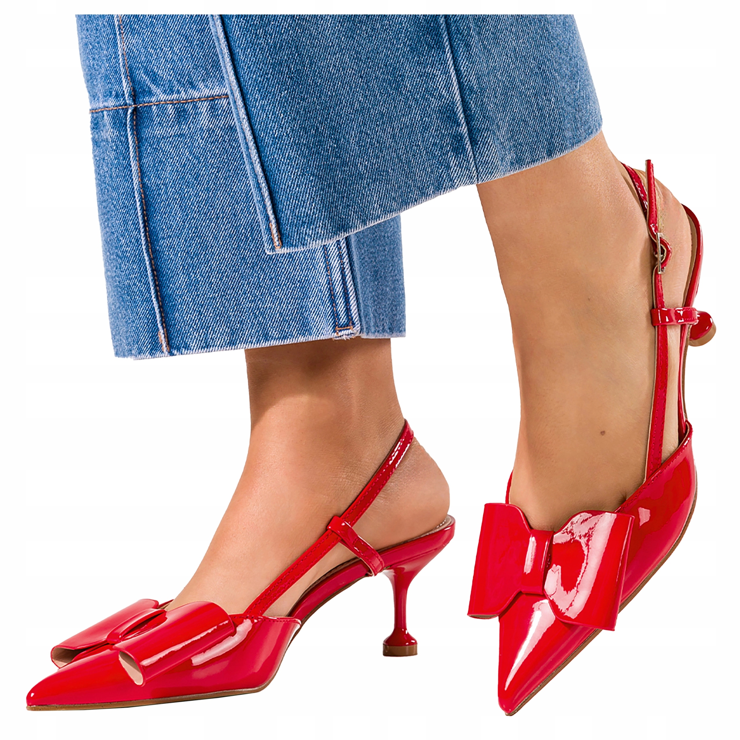 Dámské Lodičky Červené Lakované Pohodlné Stylové Elegantní Módní velikost 39