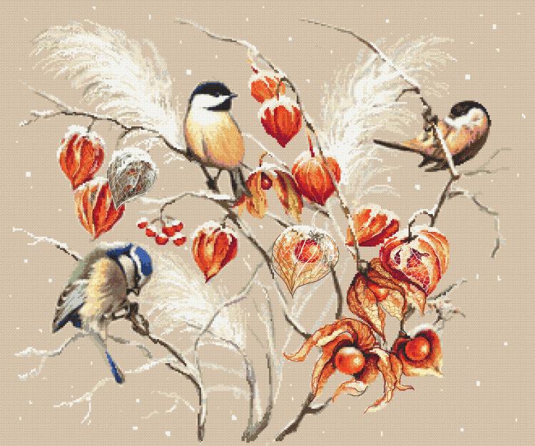 Křížková výšivka Vyšívací sada Ptačí ráj