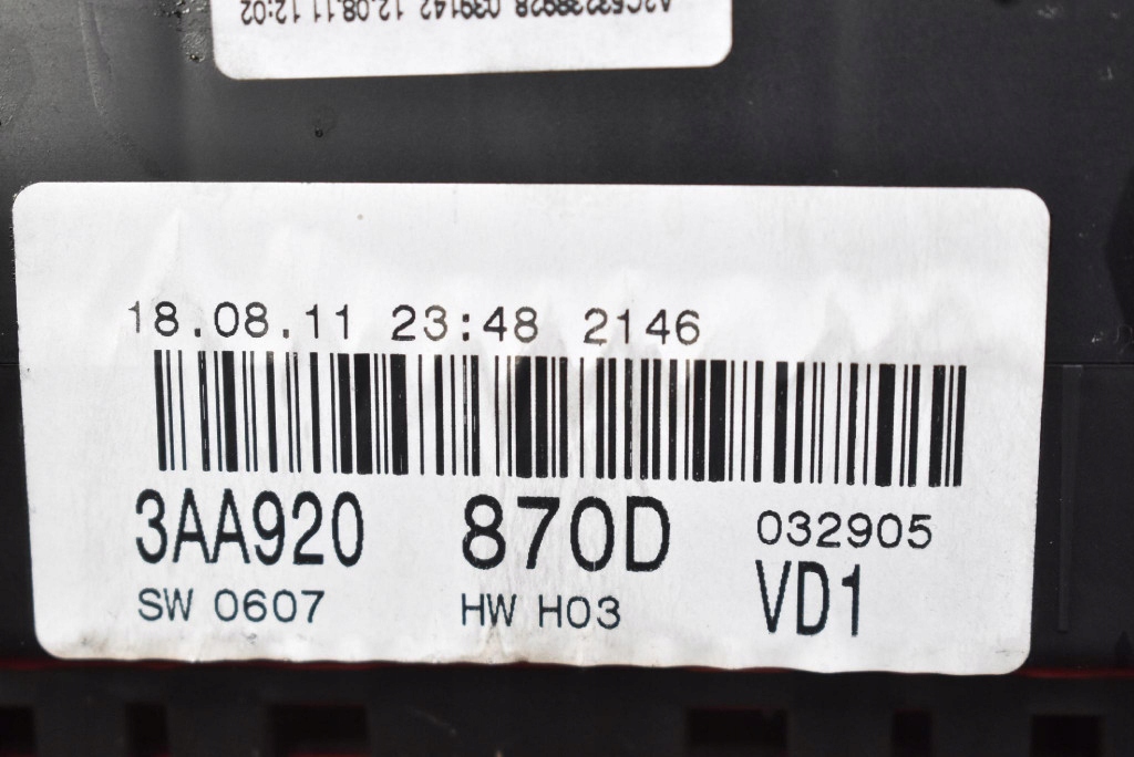 dials dials EU 3AA920870D VW PASSAT B7 2.0 TDI 140 KM 10-15