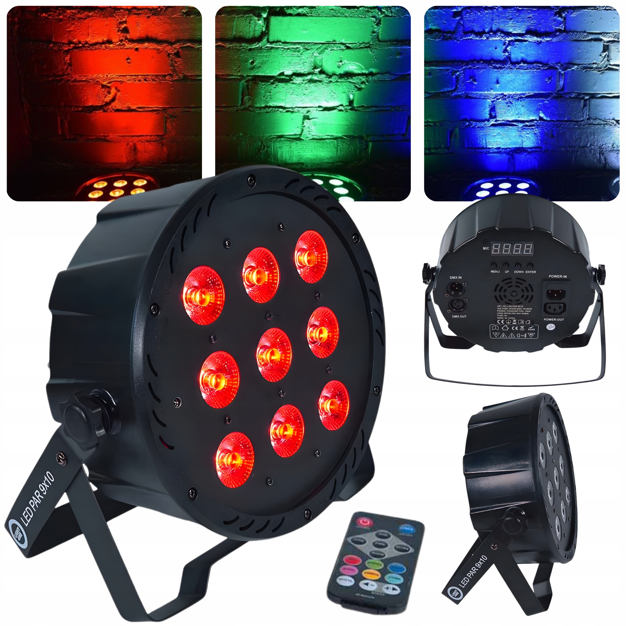 Jevištní Reflektor Diskotékový Kolorofon Par Led 9X10W Rgbw Ir Dálkové Ovládání