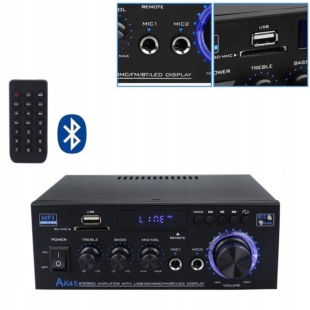 Hifi Stereo Zesilovač 600W Bluetooth Mini Audio Přehrávač 2-KANÁLOVÝ Přenosný