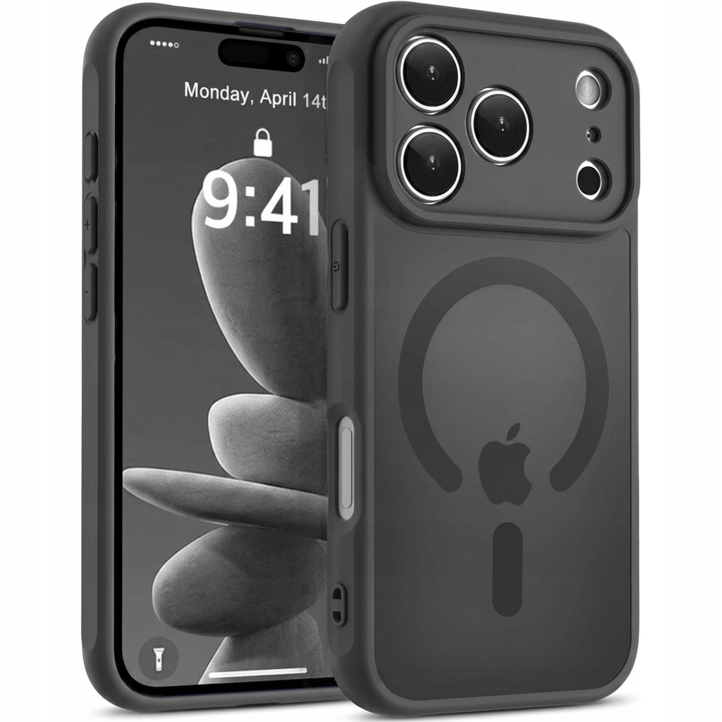 Etui do iPhone 17 Pro do MagSafe Matowe Czarne Wzmacniane 2szt Szkło