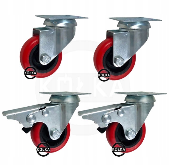 ZESTAW 4szt. KÓŁ MEBLOWYCH fi.50mm z PŁYTKĄ MONTAŻ