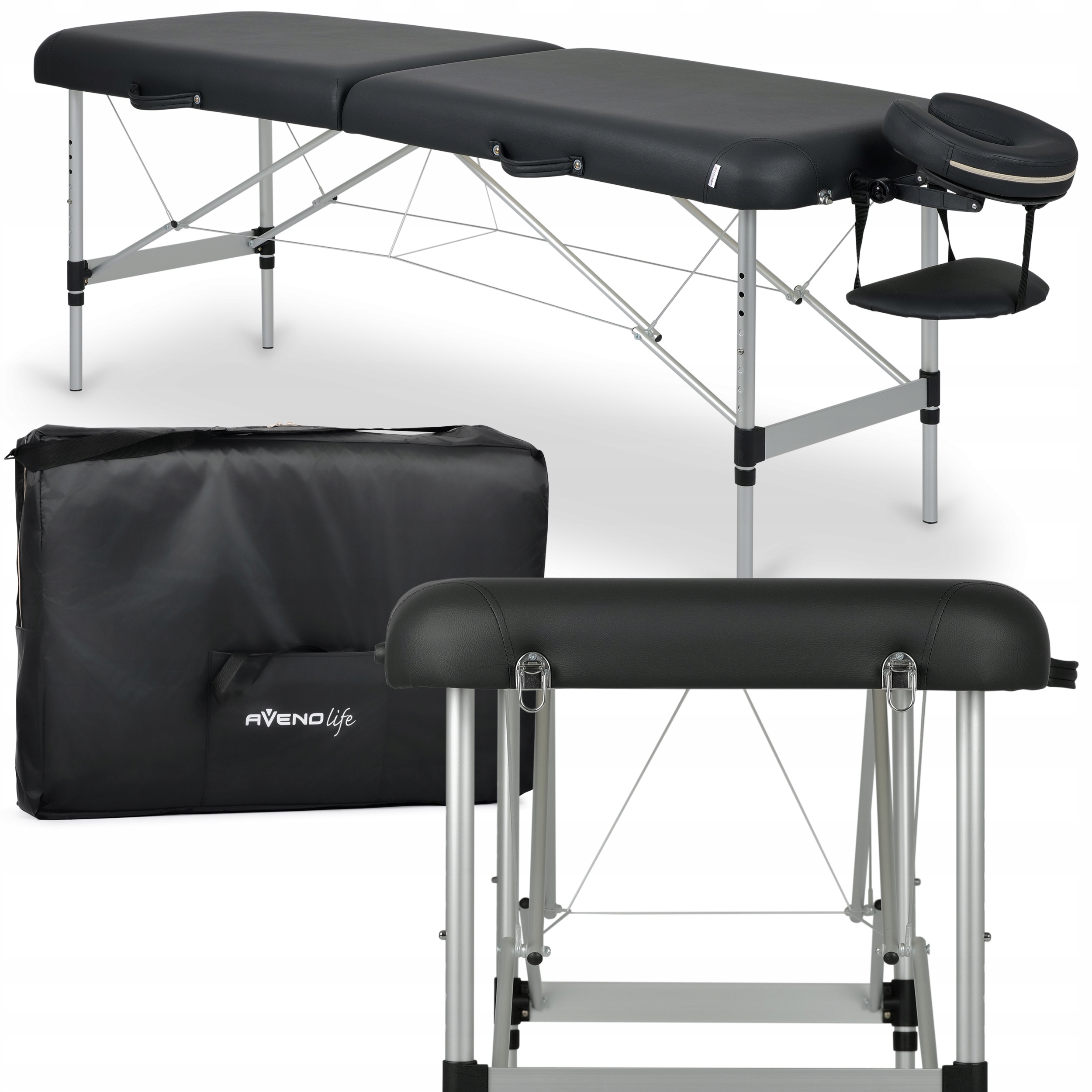 Stół Łóżko Kosmetyczne Do Rzęs Masażu Estetic Dark Składany Lekki Aluminium