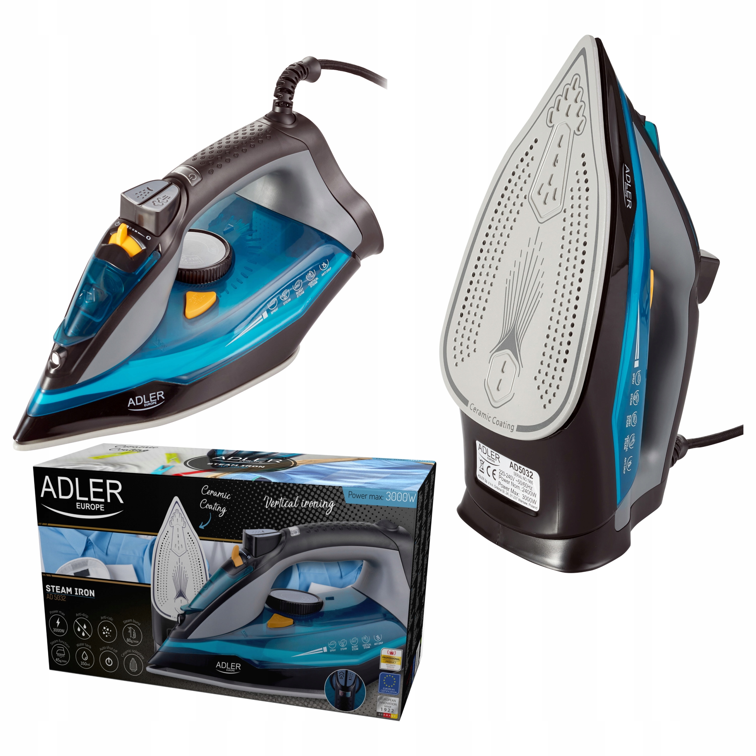 

Adler AD5032 wielofunkcyjne żelazko parowe 3000 W