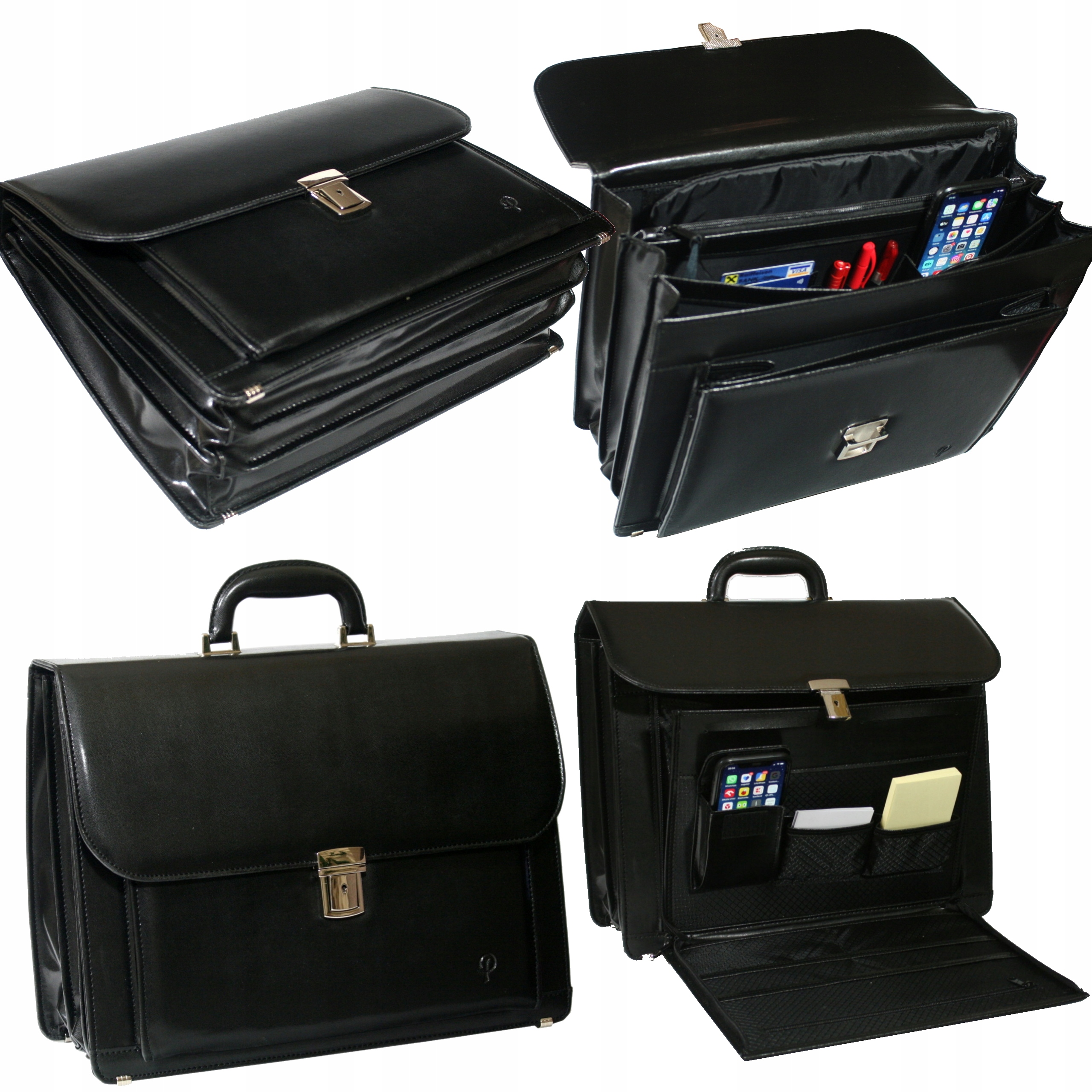 Kožená aktovka na notebook 15 pánská černá polská výroba A4