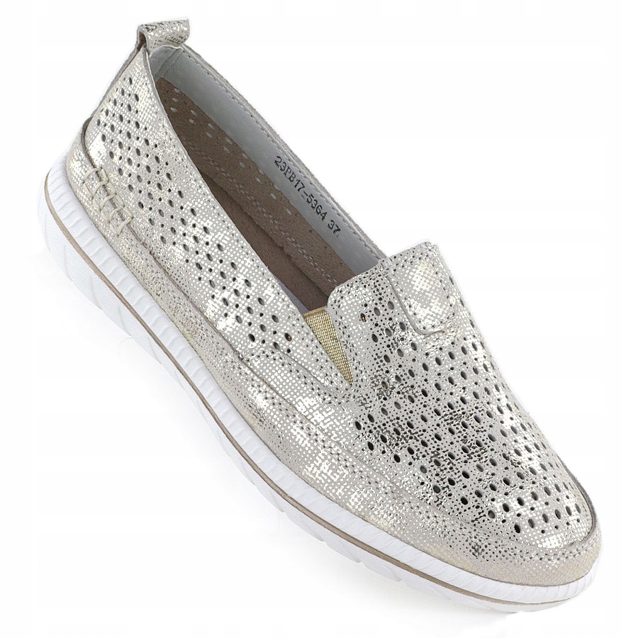 Kožené polobotky ažurové zlaté Jezzi 5364 36