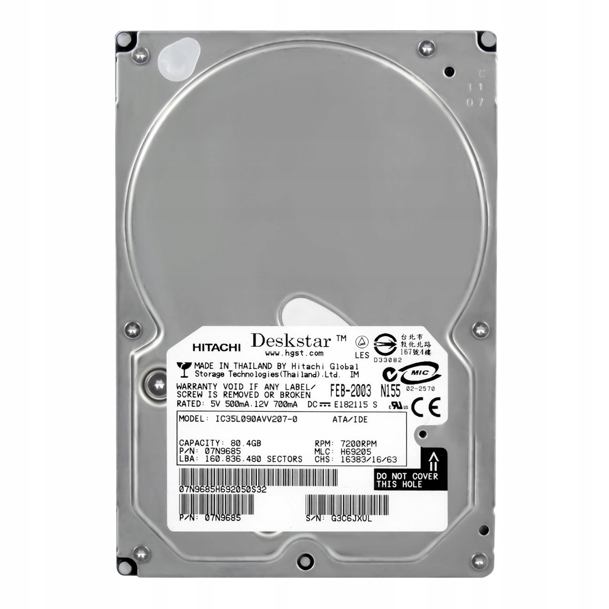 DeskStar 180GXP 80GB 7.2K 2MB Ata 3.5'' IC35L090AVV207-0