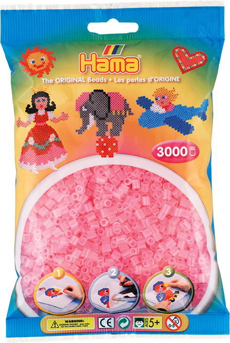 Koraliki 3000 szt. róż transparentny HAMA MIDI 72