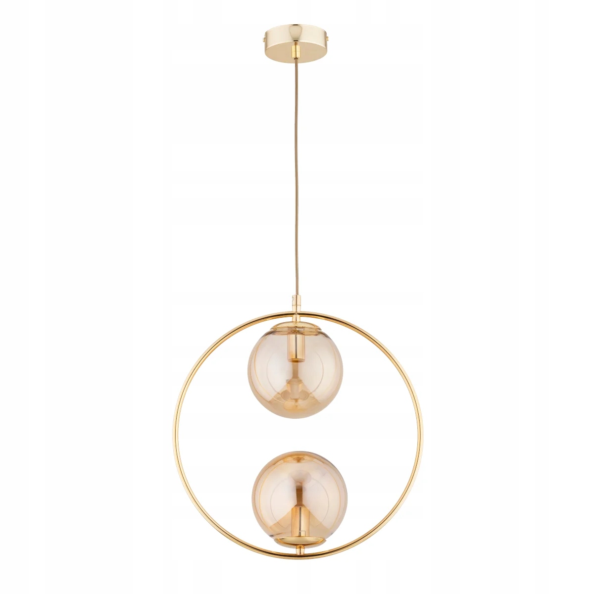 Závěsná lampa glamour zlatá se dvěma kuličkami E14 10W Adino Alfa