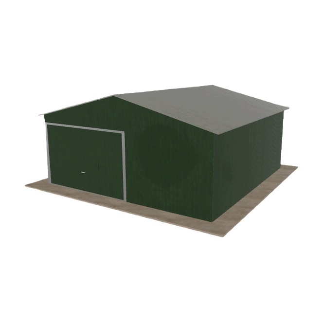 Plechová garáž 5.5x5.5 m jednopolohová, dvouspádová, zelená