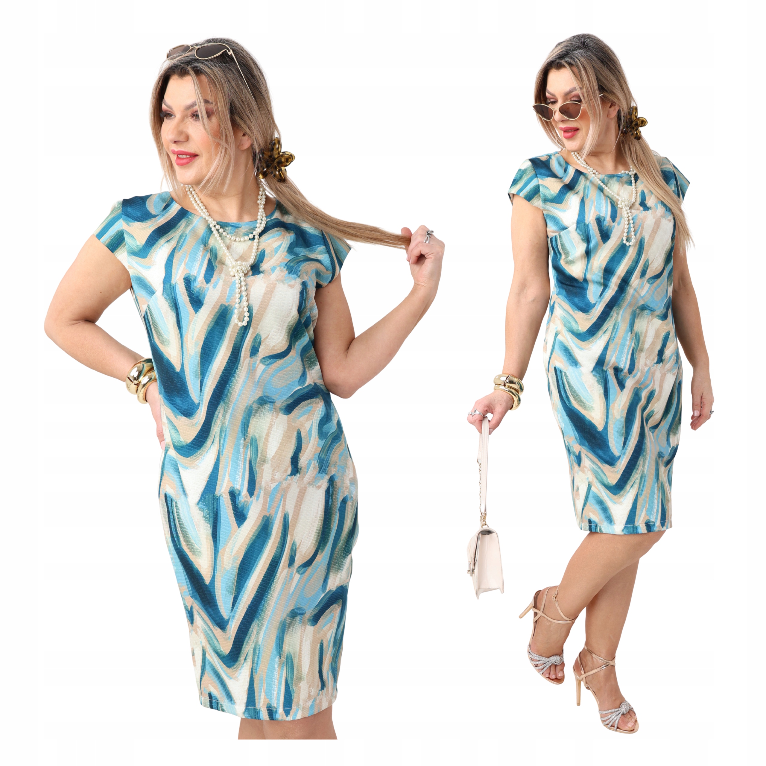 Sukienka Na Wesele Duże Rozmiary Polski Producent Prosta MIDI