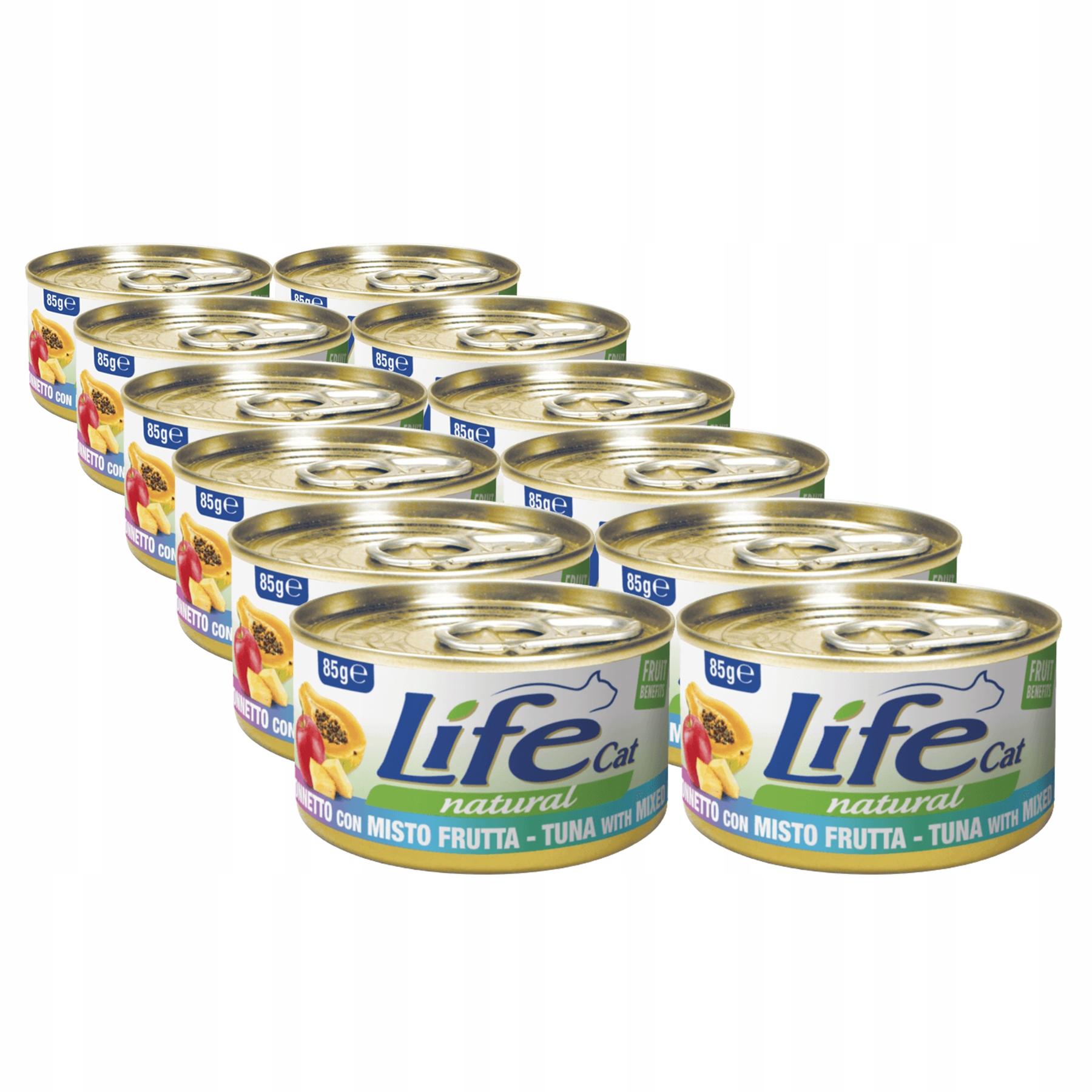 Levně Life Cat Natural Krmivo pro kočky konzerva Set 12x85 g tuňák mix ovoce