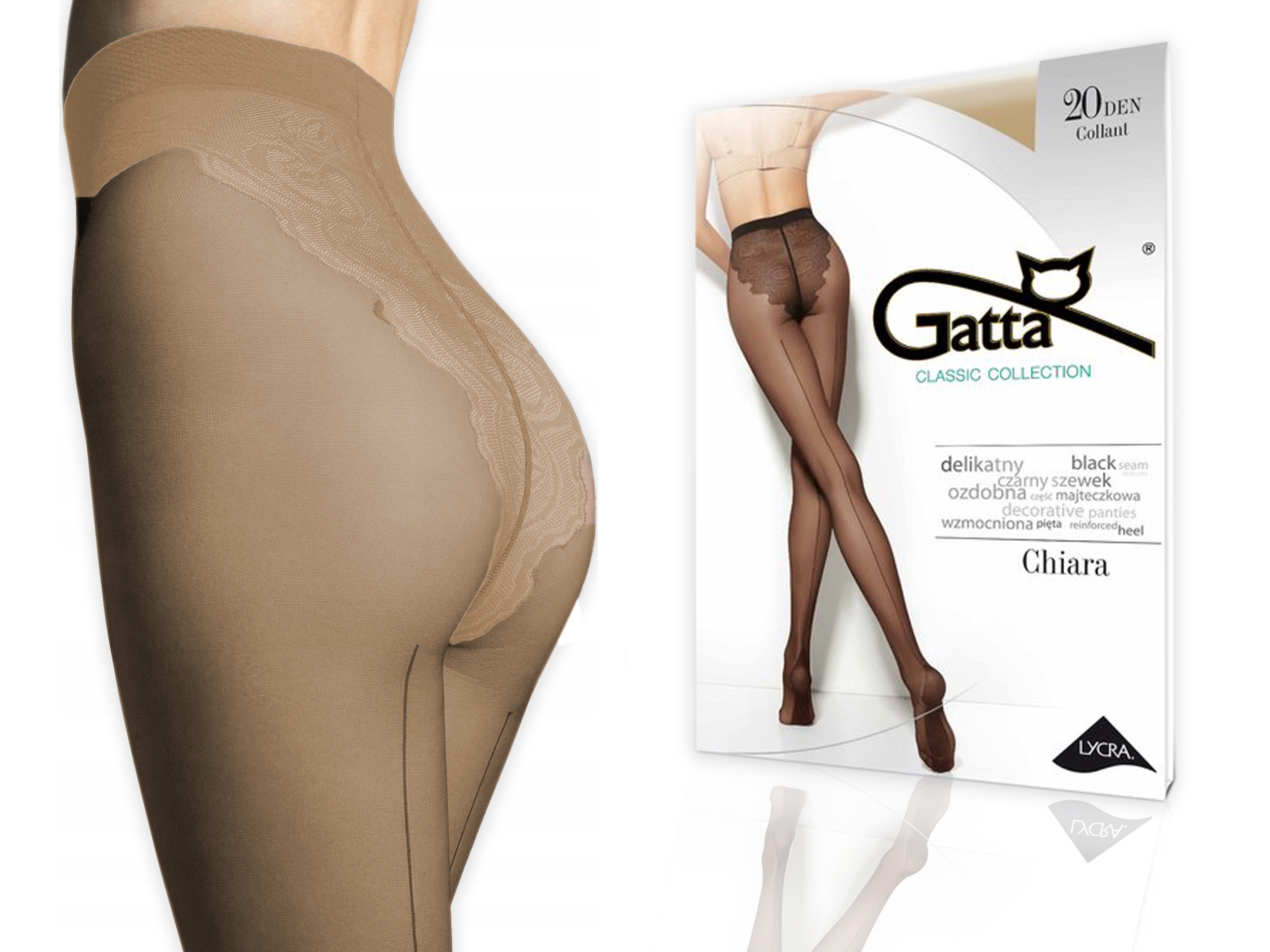 

Rajstopy wzorzyste Chiara, 20 den Gatta beige, 2-S