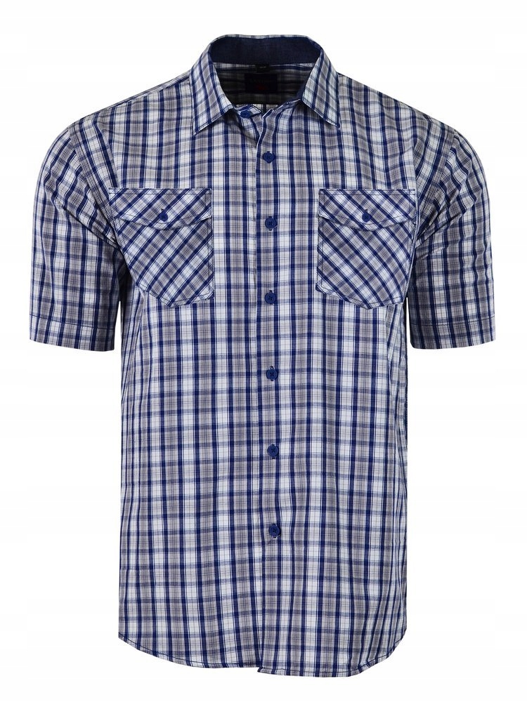 

48/49 Koszula Kratka Szara Krótki Duża