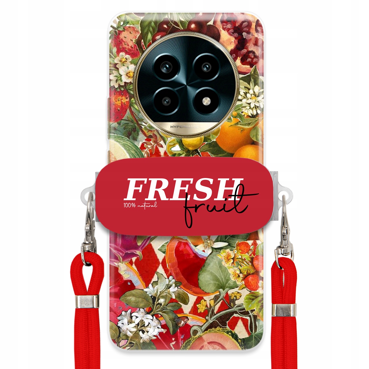 Puzdro pre Realme 13 Pro Plus 5G Červené Crossbody vodítko držiak Fresh Fruit