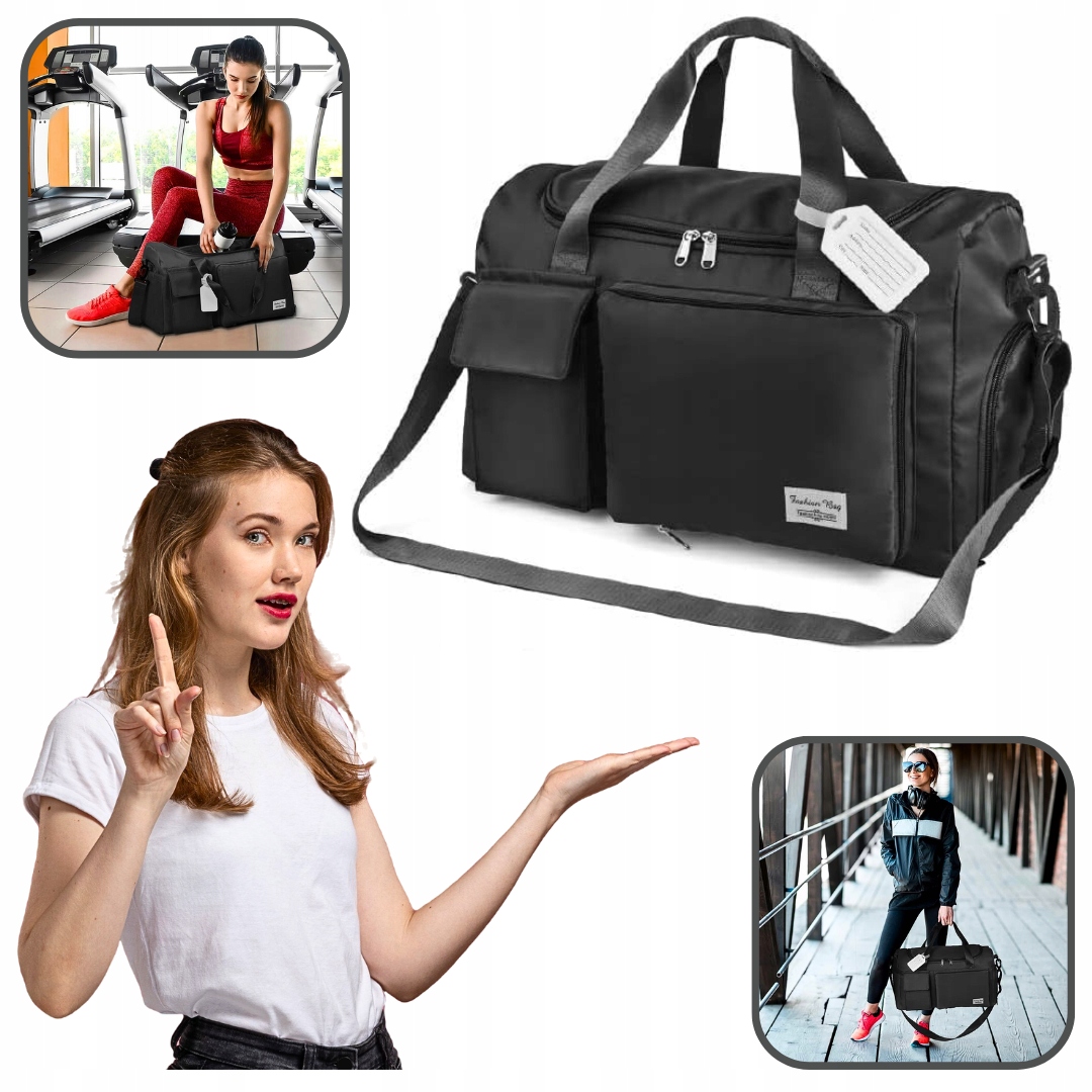 Torba Sportowa Podróżna Składana 35L Treningowa Pojemna Lekka (czarna)