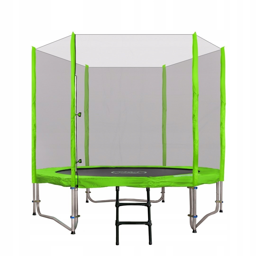 TRAMPOLINA OGRODOWA Z SIATKĄ + DRABINKA 8FT 244 cm