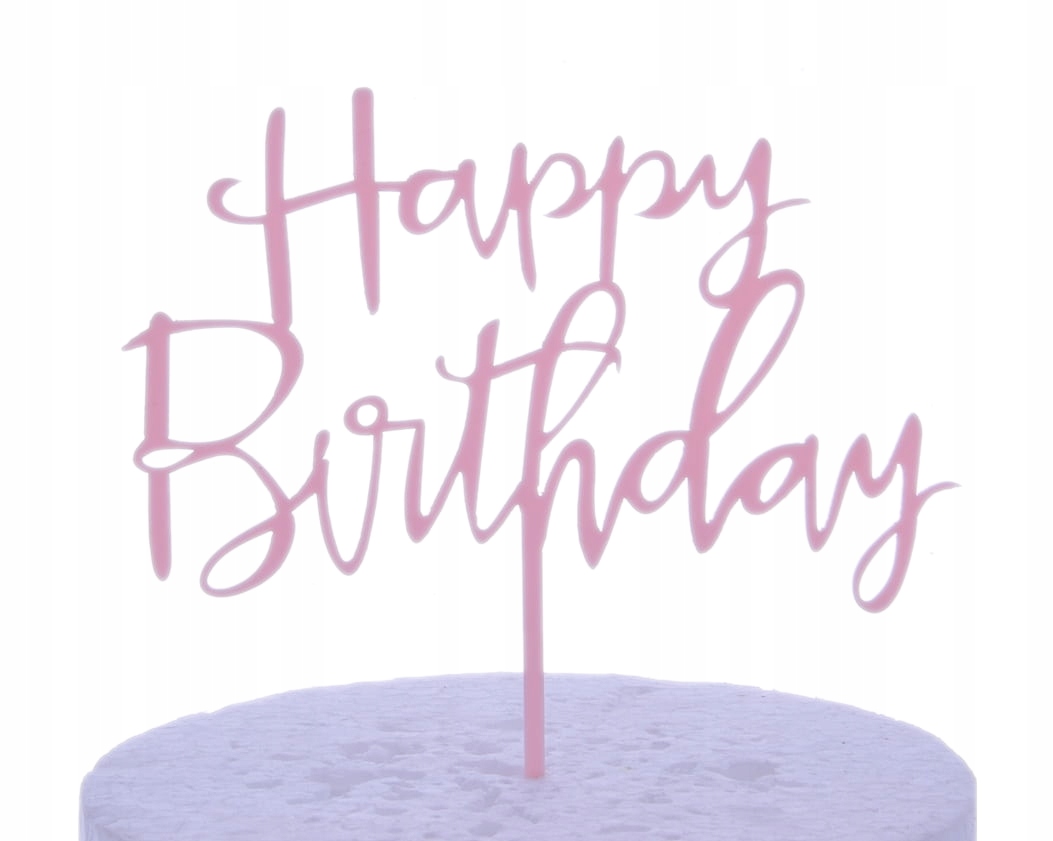 

Topper akrylowy Happy Birthday Różowy