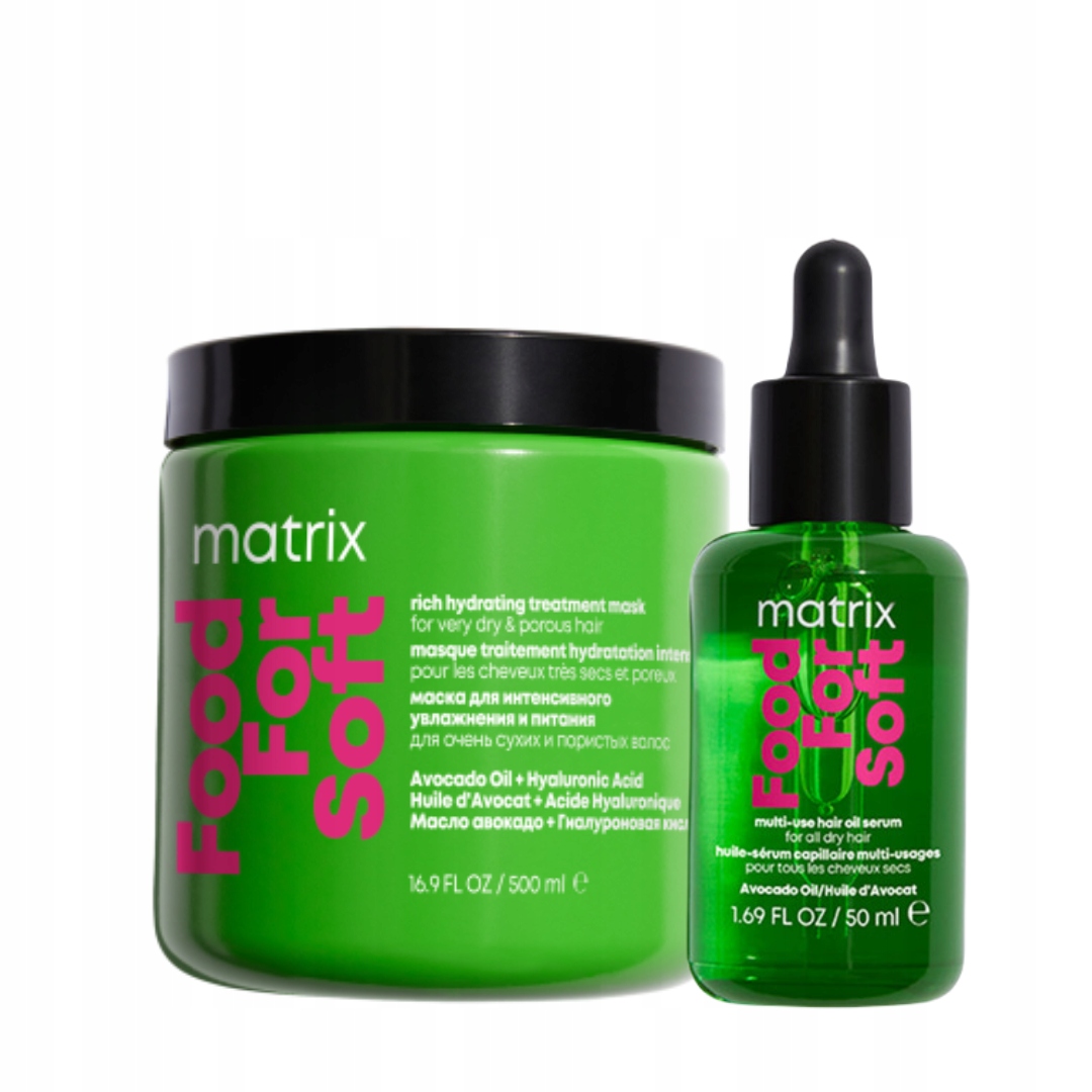Zestaw Matrix Food For Soft do Włosów Suchych: Maska Nawilżająca i Olejek