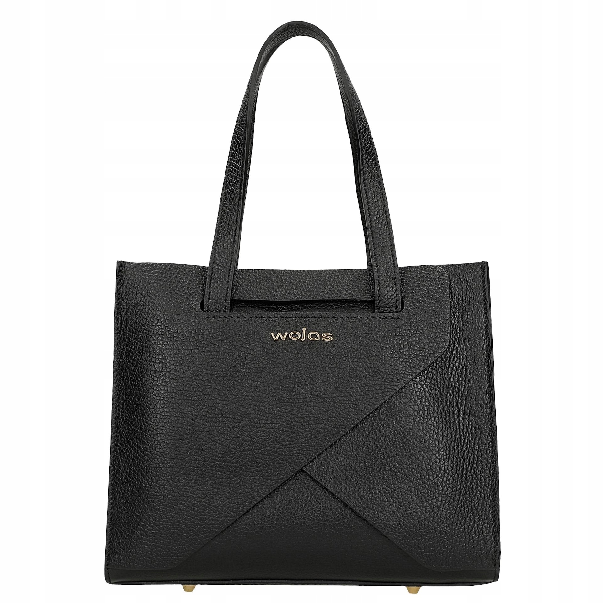 Černý dámský kožený kufřík se zlatým logem