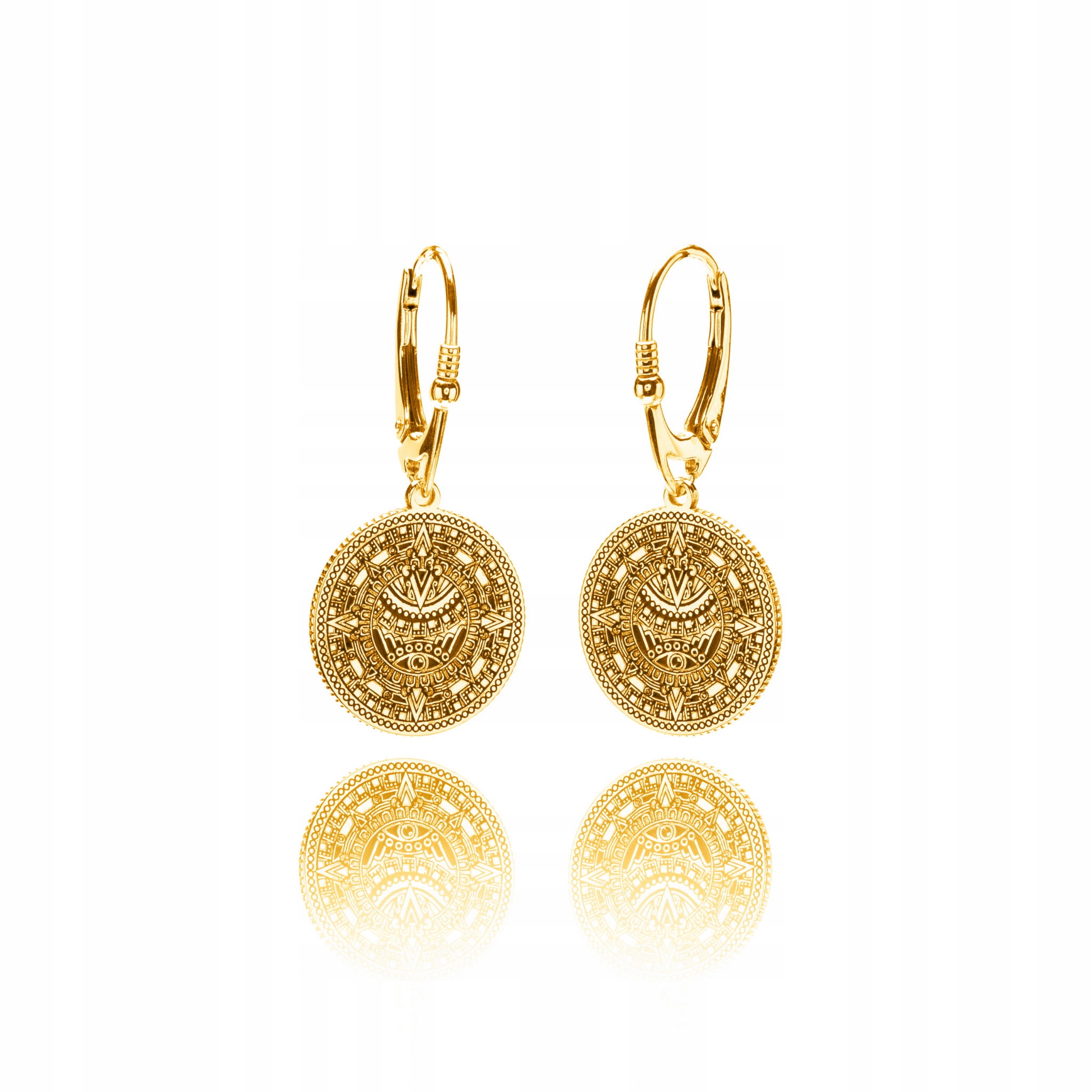 Náušnice se stříbrnými pozlacenými mincemi