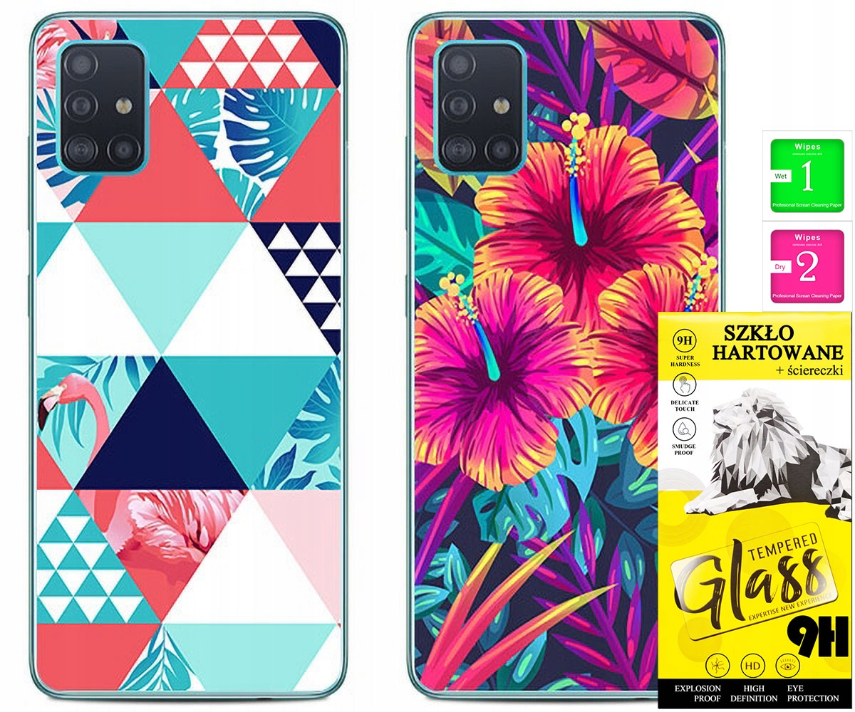 2x ETUI FOTO Case OBUDOWA Pokrowiec WZORY + SZKŁO do Samsung Galaxy A51