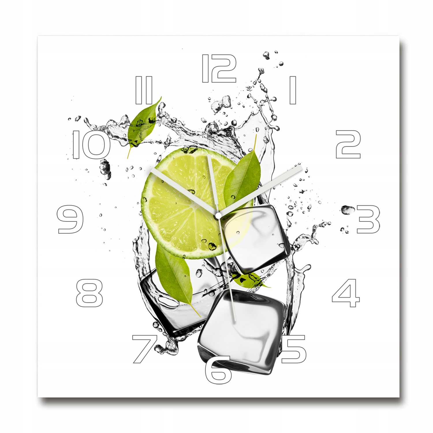 

Szklany duży zegar wiszący Limonka z lodem 60x60cm