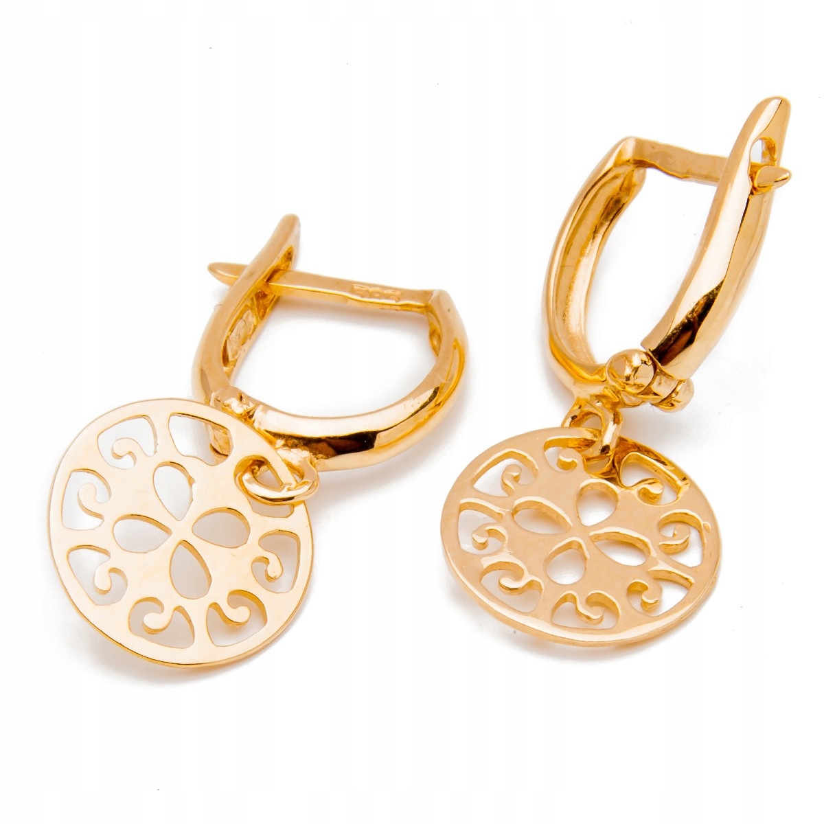 Zlaté náušnice 585, prolamované, anglické kolečko