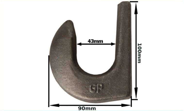 HAK ŁYŻKI ŁADOWACZA DO PRZYSPAWANIA fi 43mm 100x90mm Numer katalogowy części 5193-FT2010