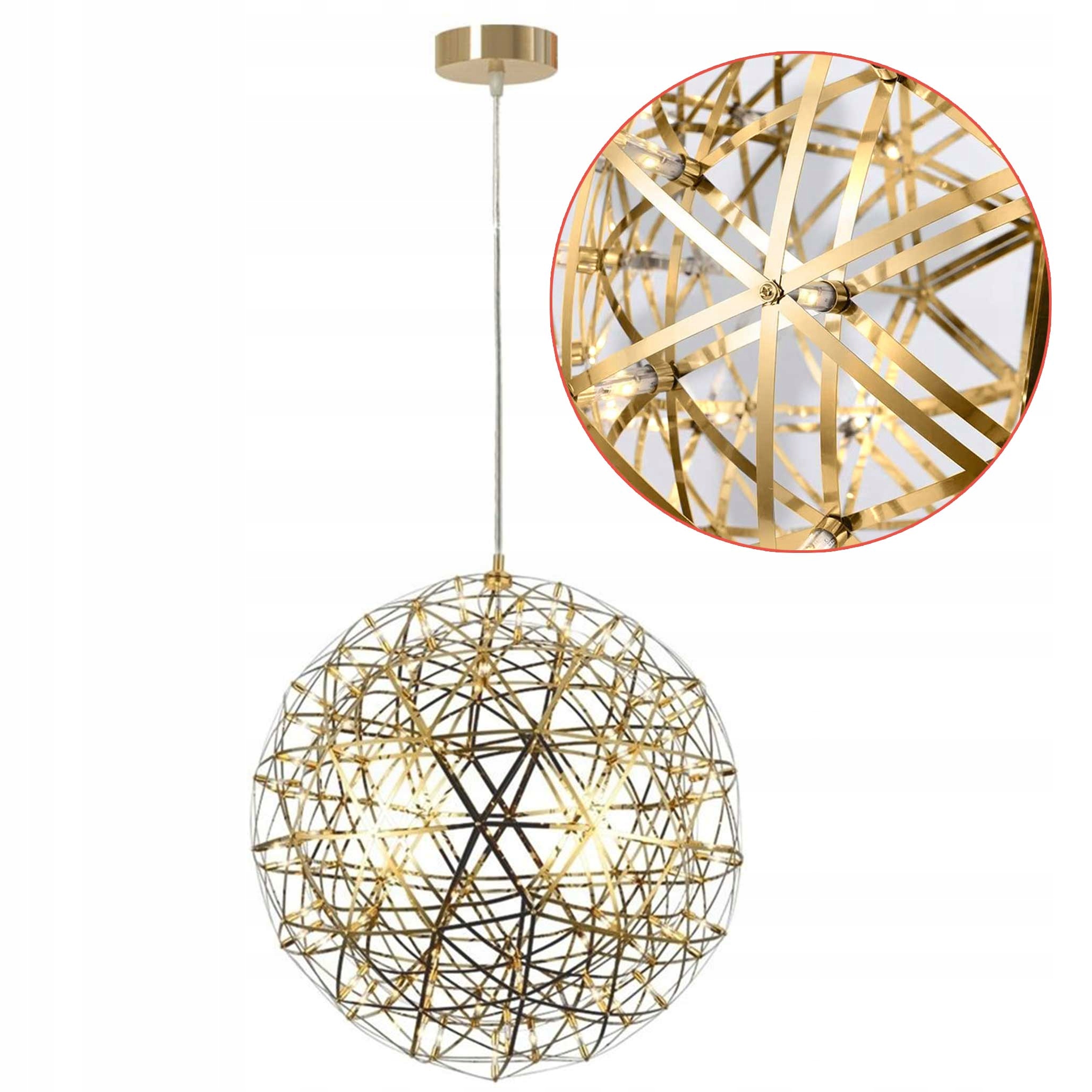 Moderná závesná lampa Zlatá Led Jednotlivá geometrická kovová lampa