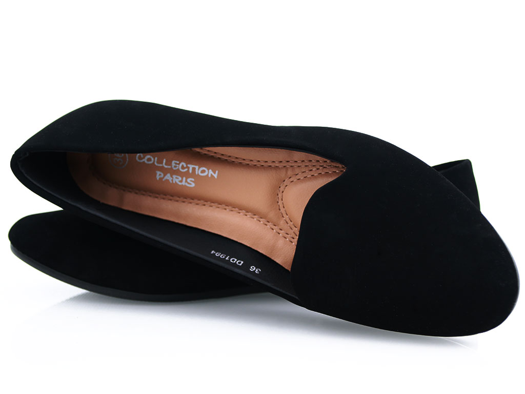 Czarne Zamszowe Baleriny r 41 Lordsy Półbuty Damskie Niski Obcas